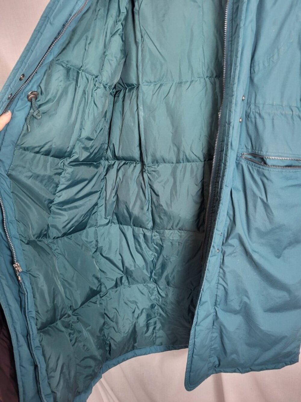 Goose Down Puffer Coat Mulberry Street Green Hooded Long Women's M Winter Snow - Picture 5 of 12